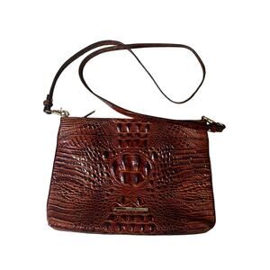 Brahmin Red Croc Embossed Leather Crossbody Bag w/ Magnetic Pocket